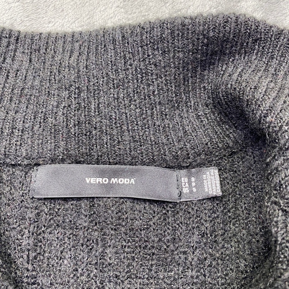 Vero Moda Womens Black Ribbed‎ Quarter Zip Sweater High Neck Rose Gold Pull S - Picture 5 of 9